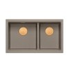 QUADRON | LOGAN 120 | granitowy zlewozmywak kuchenny SOFT TAUPE + MIEDŹ PVD | wymiar: 76 x 45 x 23,5 cm | 2-komorowy wpuszczany | podbudowa szafki od: 80 cm HQL7645U4PVDC1I